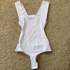 never worn white cut out free people body suit